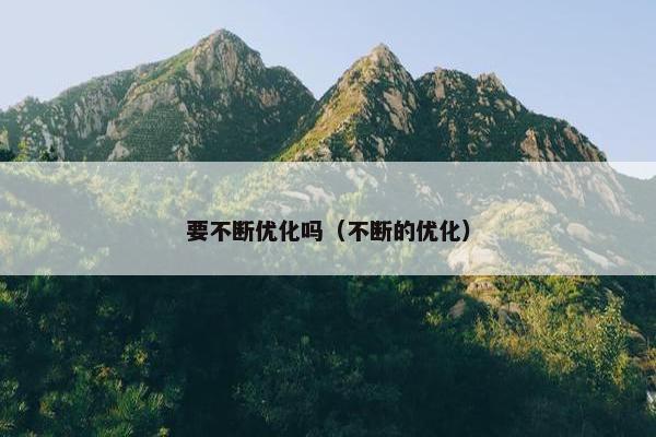 要不断优化吗（不断的优化）-第1张图片-冷动云