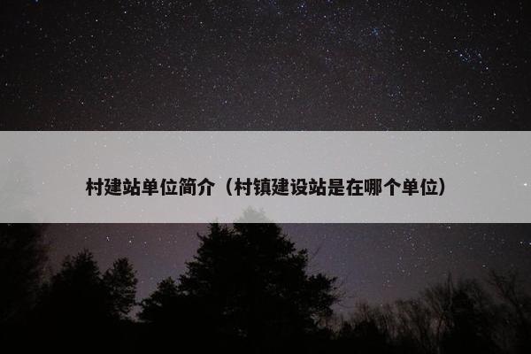 村建站单位简介（村镇建设站是在哪个单位）-第1张图片-冷动云