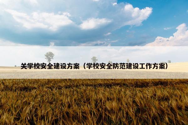 关学校安全建设方案（学校安全防范建设工作方案）-第1张图片-冷动云