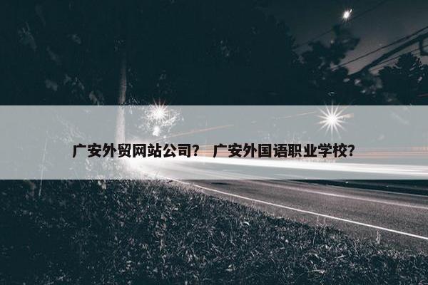 广安外贸网站公司？ 广安外国语职业学校？-第1张图片-冷动云