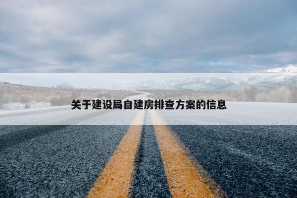 关于建设局自建房排查方案的信息-第1张图片-冷动云