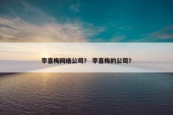 李喜梅网络公司？ 李喜梅的公司？-第1张图片-冷动云