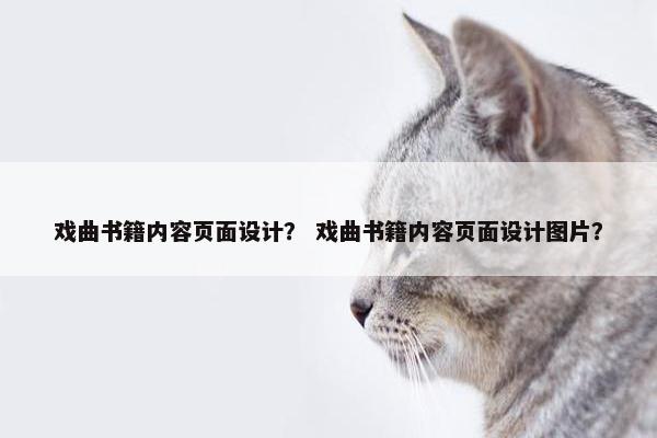 戏曲书籍内容页面设计？ 戏曲书籍内容页面设计图片？-第1张图片-冷动云