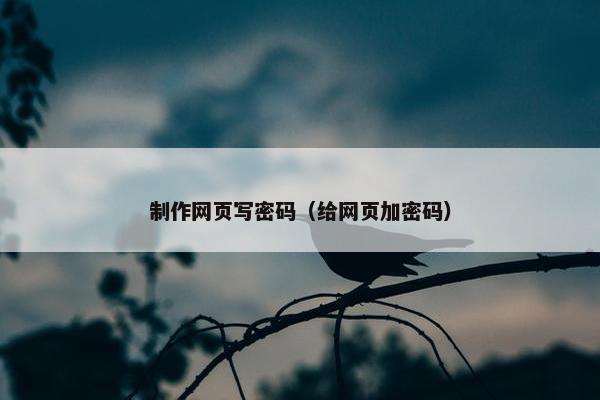 制作网页写密码（给网页加密码）-第1张图片-冷动云
