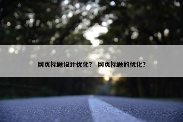 网页标题设计优化？ 网页标题的优化？-第1张图片-冷动云