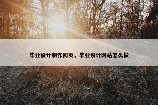 毕业设计制作网页，毕业设计网站怎么做-第1张图片-冷动云