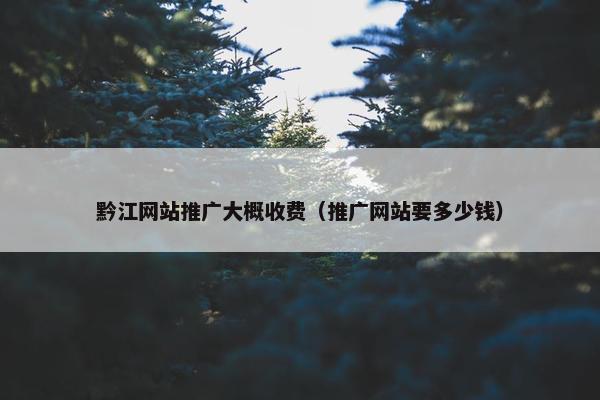 黔江网站推广大概收费（推广网站要多少钱）-第1张图片-冷动云
