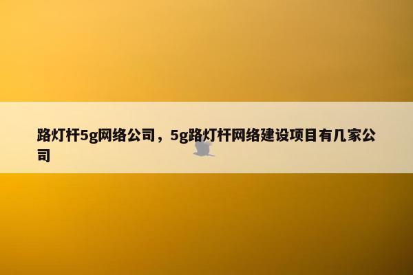 路灯杆5g网络公司，5g路灯杆网络建设项目有几家公司-第1张图片-冷动云