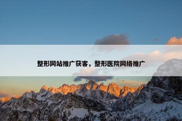 整形网站推广获客，整形医院网络推广-第1张图片-冷动云