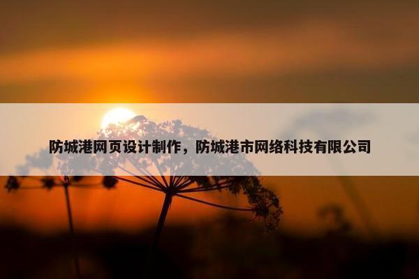 防城港网页设计制作，防城港市网络科技有限公司-第1张图片-冷动云