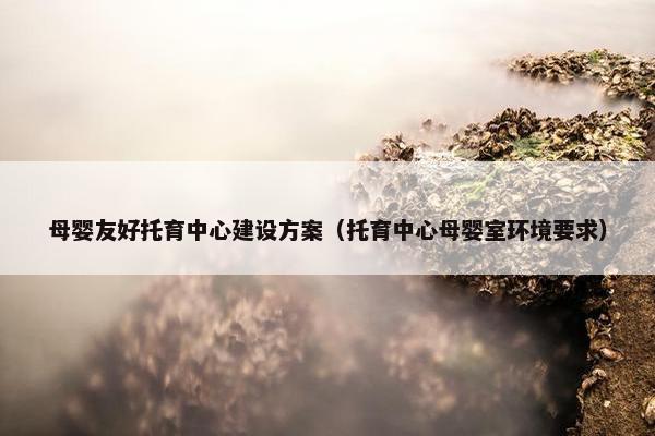 母婴友好托育中心建设方案（托育中心母婴室环境要求）-第1张图片-冷动云