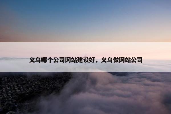 义乌哪个公司网站建设好，义乌做网站公司-第1张图片-冷动云