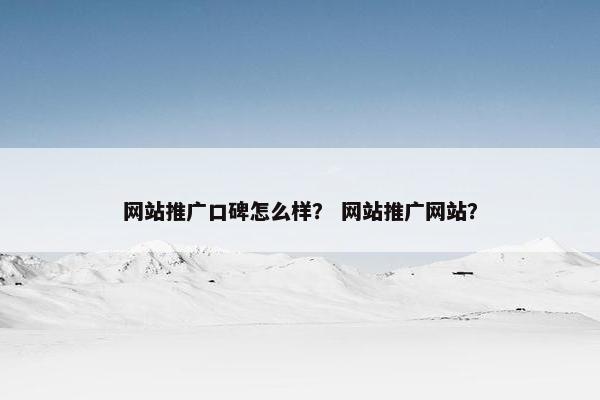 网站推广口碑怎么样？ 网站推广网站？-第1张图片-冷动云