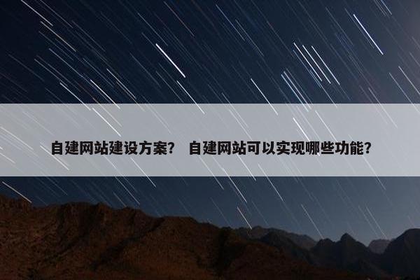 自建网站建设方案？ 自建网站可以实现哪些功能？-第1张图片-冷动云