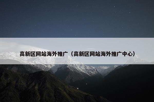 高新区网站海外推广（高新区网站海外推广中心）-第1张图片-冷动云