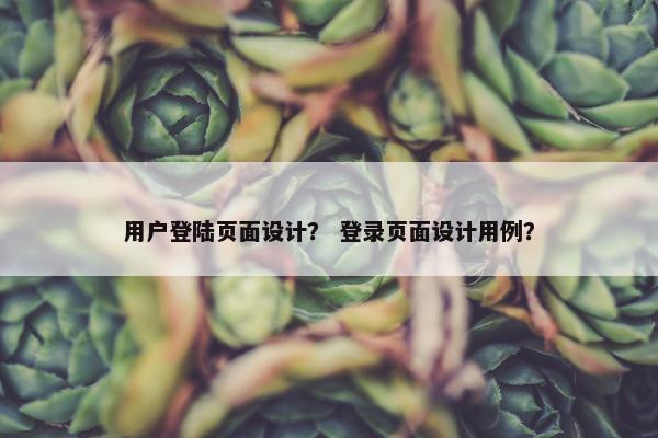 用户登陆页面设计？ 登录页面设计用例？-第1张图片-冷动云