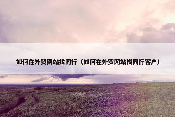 如何在外贸网站找同行（如何在外贸网站找同行客户）-第1张图片-冷动云