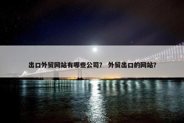 出口外贸网站有哪些公司？ 外贸出口的网站？-第1张图片-冷动云