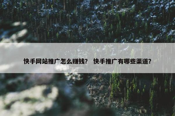 快手网站推广怎么赚钱？ 快手推广有哪些渠道？-第1张图片-冷动云