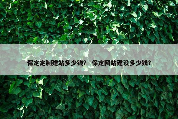 保定定制建站多少钱？ 保定网站建设多少钱？-第1张图片-冷动云