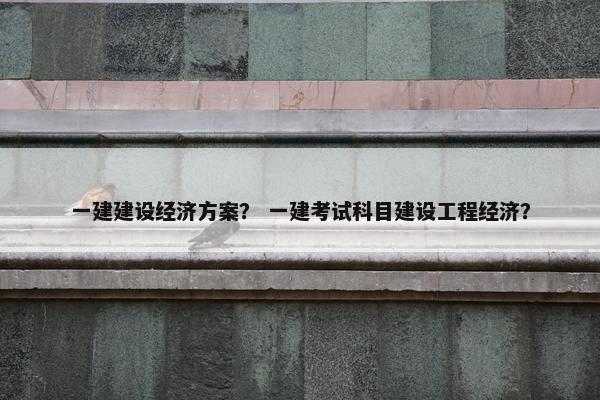 一建建设经济方案？ 一建考试科目建设工程经济？-第1张图片-冷动云