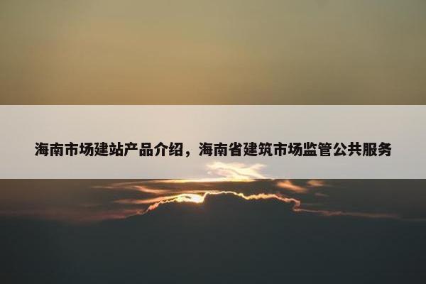 海南市场建站产品介绍，海南省建筑市场监管公共服务-第1张图片-冷动云