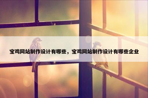 宝鸡网站制作设计有哪些，宝鸡网站制作设计有哪些企业-第1张图片-冷动云