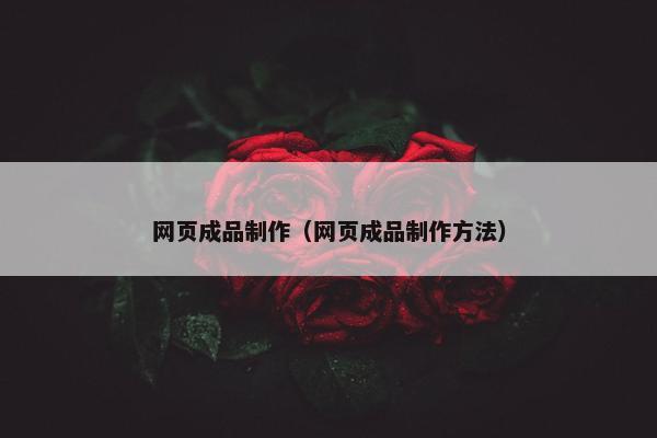 网页成品制作（网页成品制作方法）-第1张图片-冷动云