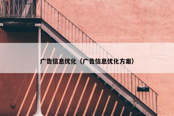 广告信息优化（广告信息优化方案）-第1张图片-冷动云