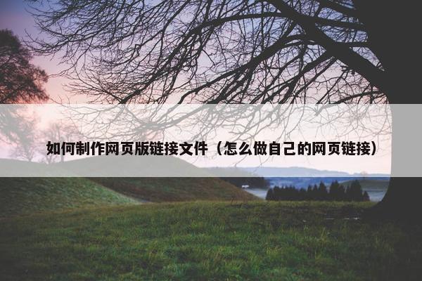 如何制作网页版链接文件（怎么做自己的网页链接）-第1张图片-冷动云
