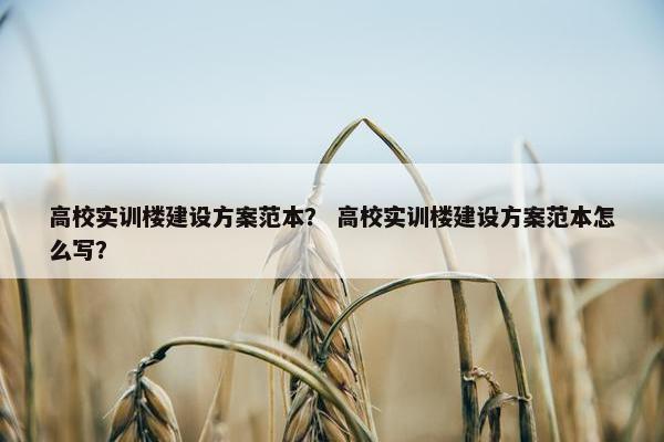 高校实训楼建设方案范本？ 高校实训楼建设方案范本怎么写？-第1张图片-冷动云