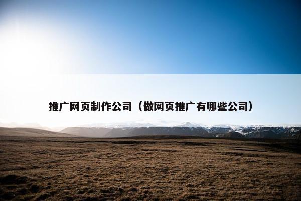 推广网页制作公司（做网页推广有哪些公司）-第1张图片-冷动云