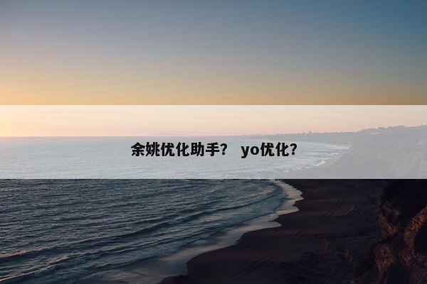 余姚优化助手？ yo优化？-第1张图片-冷动云