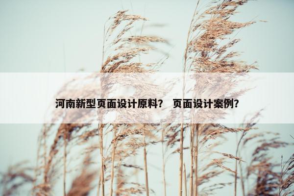 河南新型页面设计原料？ 页面设计案例？-第1张图片-冷动云