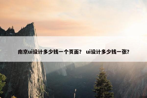 南京ui设计多少钱一个页面？ ui设计多少钱一张？-第1张图片-冷动云