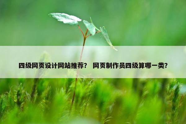 四级网页设计网站推荐？ 网页制作员四级算哪一类？-第1张图片-冷动云