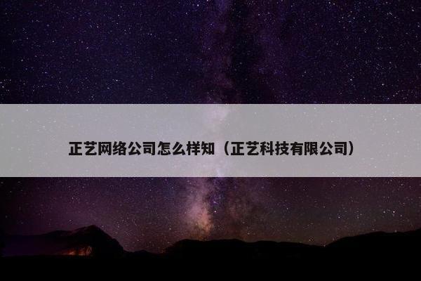 正艺网络公司怎么样知（正艺科技有限公司）-第1张图片-冷动云