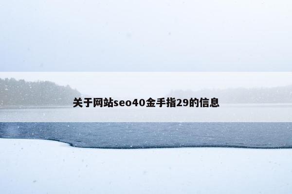 关于网站seo40金手指29的信息-第1张图片-冷动云