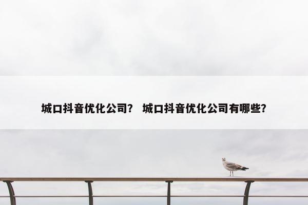 城口抖音优化公司？ 城口抖音优化公司有哪些？-第1张图片-冷动云