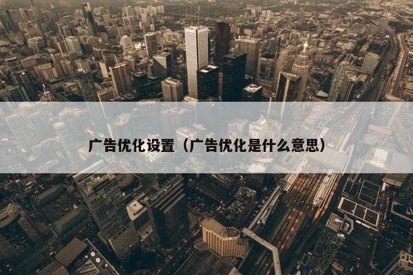 广告优化设置（广告优化是什么意思）-第1张图片-冷动云