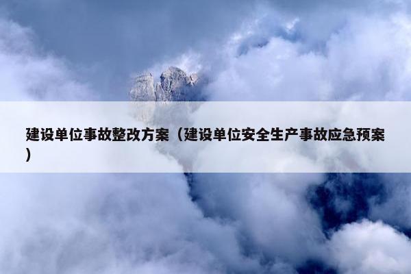 建设单位事故整改方案（建设单位安全生产事故应急预案）-第1张图片-冷动云