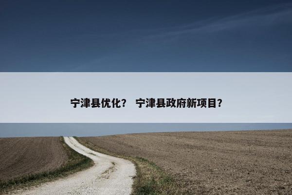 宁津县优化？ 宁津县政府新项目？-第1张图片-冷动云