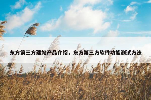 东方第三方建站产品介绍，东方第三方软件功能测试方法-第1张图片-冷动云