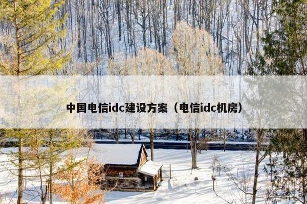 中国电信idc建设方案（电信idc机房）-第1张图片-冷动云