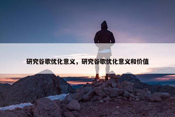 研究谷歌优化意义，研究谷歌优化意义和价值-第1张图片-冷动云