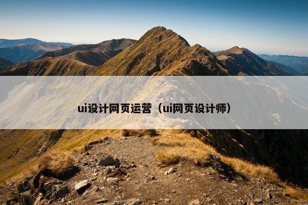 ui设计网页运营（ui网页设计师）-第1张图片-冷动云