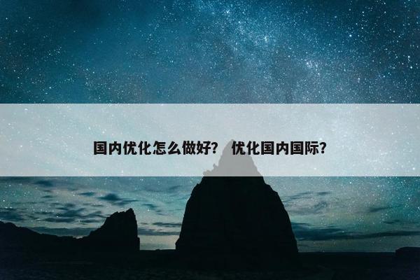 国内优化怎么做好？ 优化国内国际？-第1张图片-冷动云