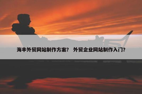 海丰外贸网站制作方案？ 外贸企业网站制作入门？-第1张图片-冷动云