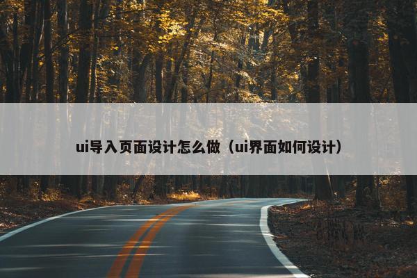 ui导入页面设计怎么做（ui界面如何设计）-第1张图片-冷动云