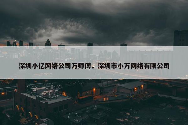 深圳小亿网络公司万师傅，深圳市小万网络有限公司-第1张图片-冷动云